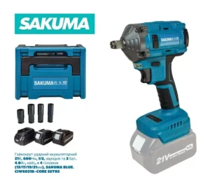 Гайковёрт ударный аккумуляторный 600 Нм SAKUMA BLUE CIW6021B-CORE SET02