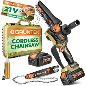 Мини-пила аккумуляторная цепная Gruntek CS2200 Li-Ion 21V 2Ah