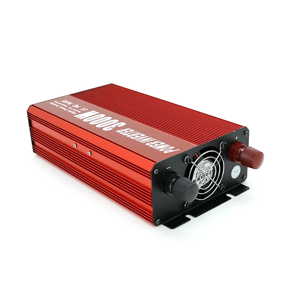 Инвертор напряжения YT47940 3000ВА(1800Вт), 12 / 220V, approximated, 1 универсальная розетка, клемы + крокодилы, Red, Box