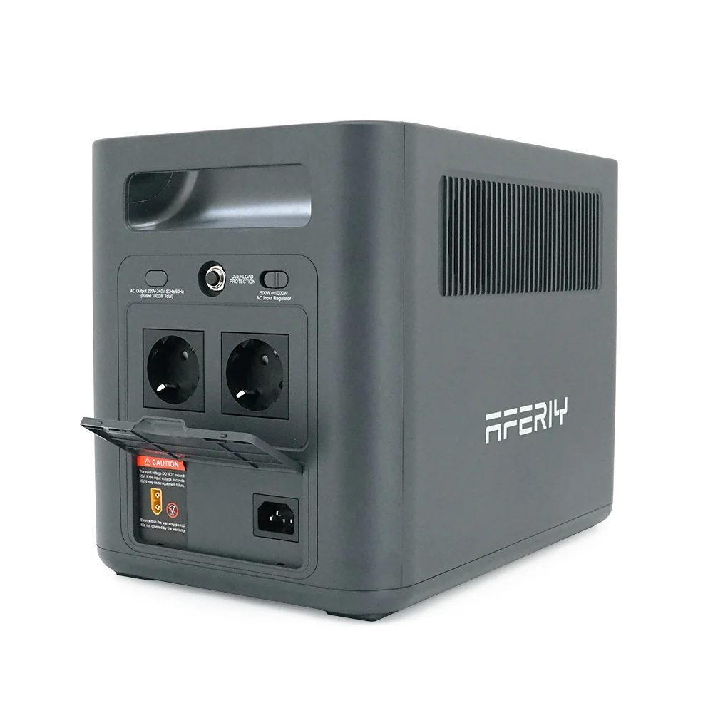 Портативная станция AFERIY AF-P180, LiFePO4 1024Втч. (max1800)Вт, XT60 MPPT 11.5-50В-20А(500W), 4xAC 220v. LED. 2-USB-A 18W , 2xType-C PD20+140Вт, DC+прикуриватель12В / 10А, 100% заряд - 1,5 часа, 350*220*263 мм, 11.6kg