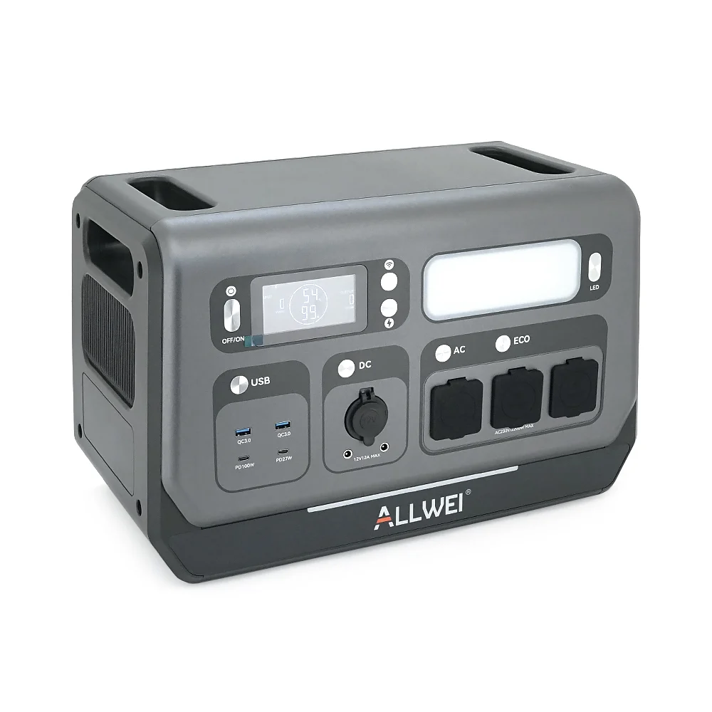 Портативная зарядная станция ALLWEI SGR-PPS2400-2PRO, 2400W / 2048Wh LiFePO₄, MPPT 500W max ХТ60 / 12 - 60 В / 10 А, 2xDC5521-12V-12A, CarPort-12V-12A, 3xAC230V, 2xUSB-A-18W, 2xUSB-C-100W, Wi-Fi, charge 1.5 h, 465x260x295 мм,23.5кг