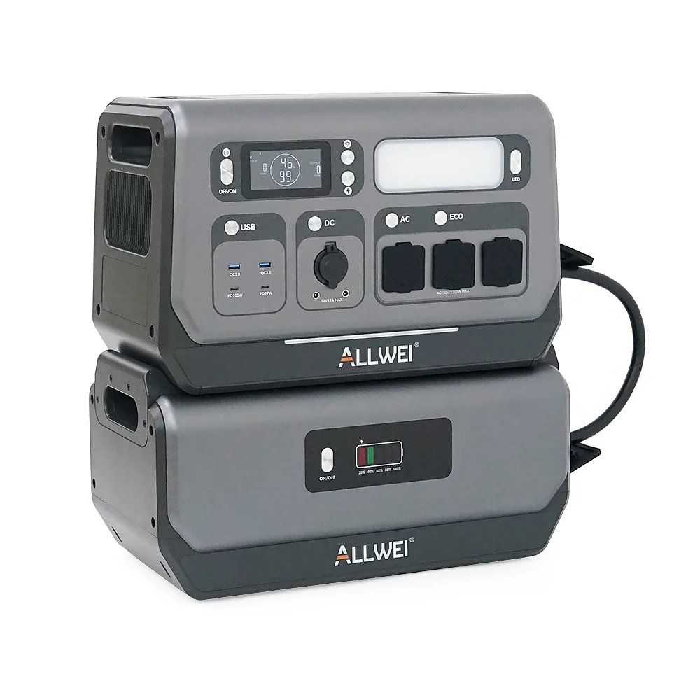 Портативная зарядная станция ALLWEI SGR-PPS2400-2PRO+BAT, 2400W / 4096Wh LiFePO₄, MPPT 500W max ХТ60 / 12 - 60 В / 10 А, 2xDC5521-12V-12A, CarPort-12V-12A, 3xAC230V, 2xUSB-A-18W, 2xUSB-C-100W, Wi-Fi, charge 1.5 h, 480x260x535 мм, 42.5кг