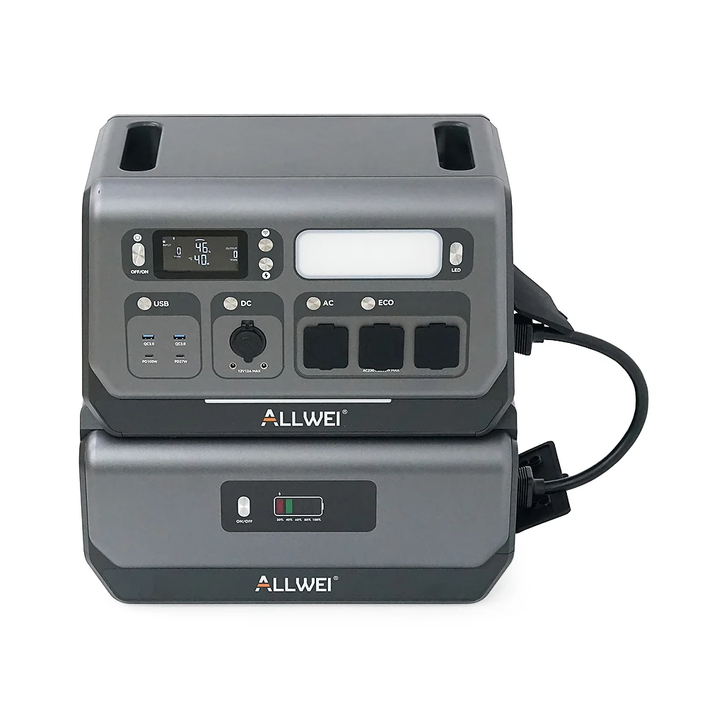 Портативная зарядная станция ALLWEI SGR-PPS2400-2PRO+BAT, 2400W / 4096Wh LiFePO₄, MPPT 500W max ХТ60 / 12 - 60 В / 10 А, 2xDC5521-12V-12A, CarPort-12V-12A, 3xAC230V, 2xUSB-A-18W, 2xUSB-C-100W, Wi-Fi, charge 1.5 h, 480x260x535 мм, 42.5кг
